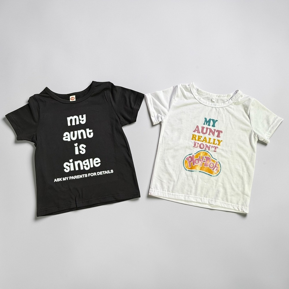 Unbranded Toddler Graphic T-Shirt Set My Aunt Is Single Play-Doh Parody Size 100